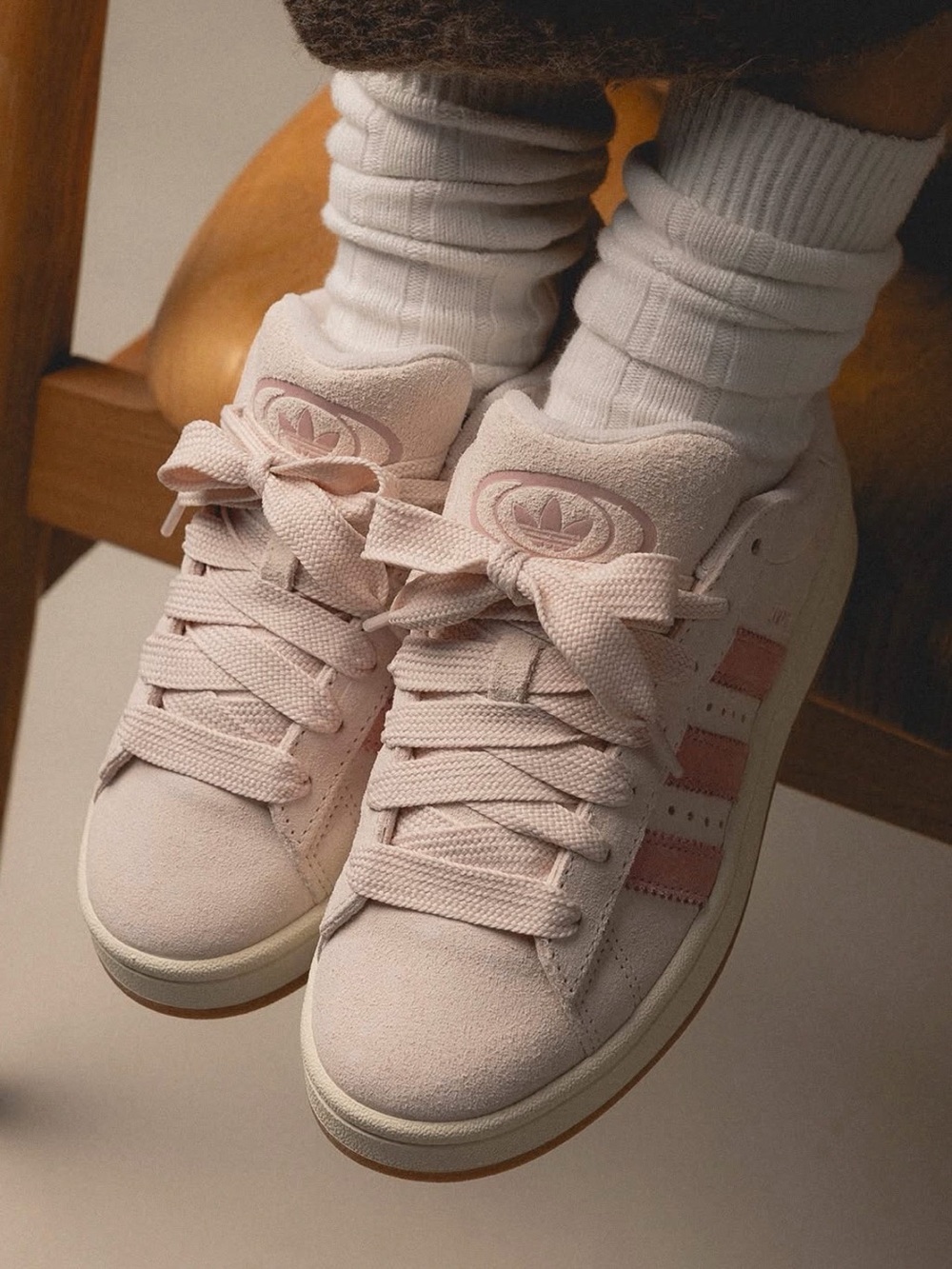 adidas Women's Soft Pink Suede Low-Top Sneakers